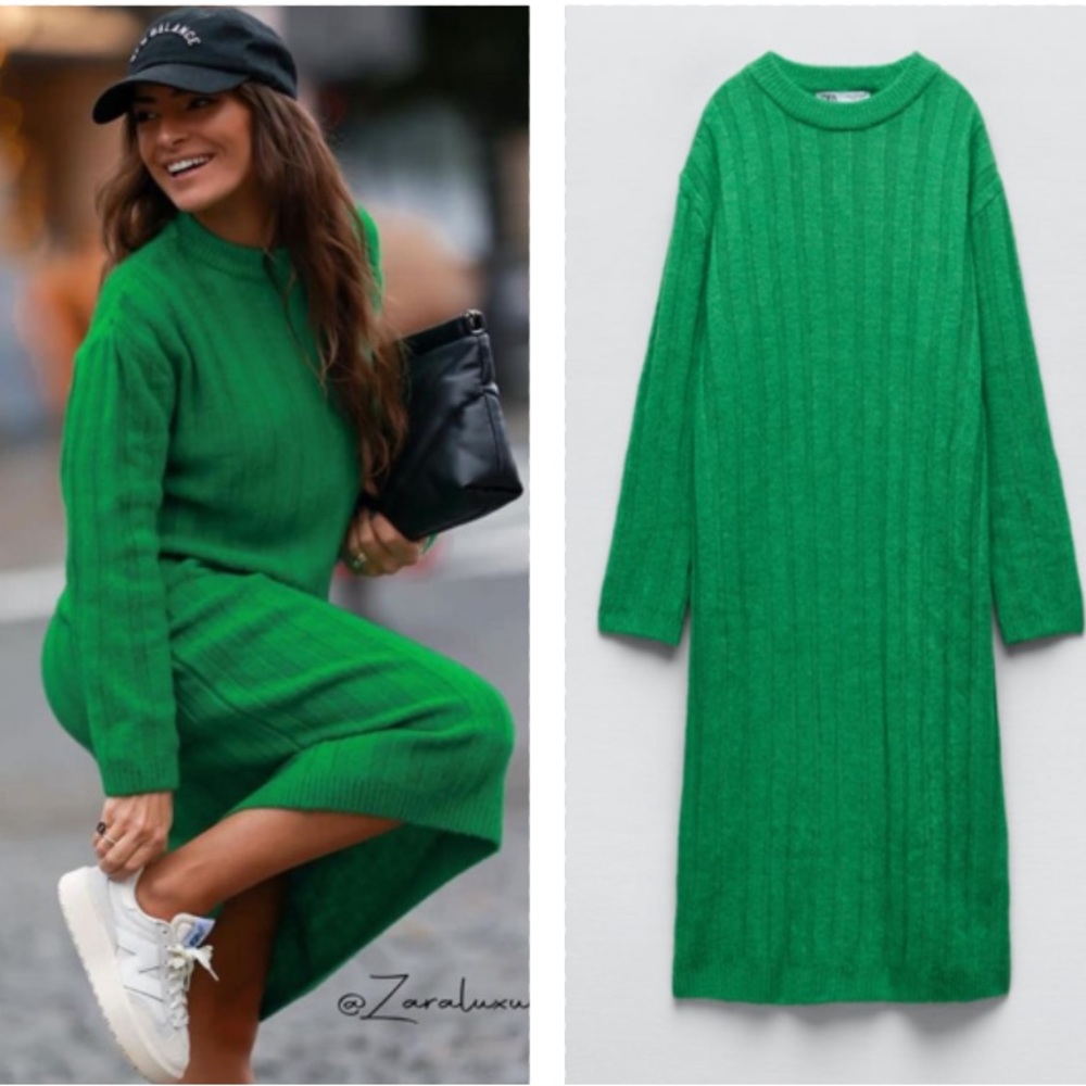 ZARA ribbed knit long dress blogger favorite